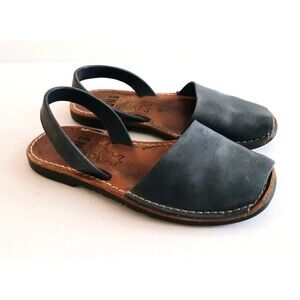 PONS Avarcas Blue Leather Handmade Menorca Spain Classic Sandal EU 37 US 7